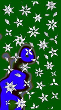 Yeşil çiçekli eskiz deseni, suluboya çiçek deseni, sevimli çiçek, duvar kağıdı, kart veya kumaş için fayanslı. Raster - stok.