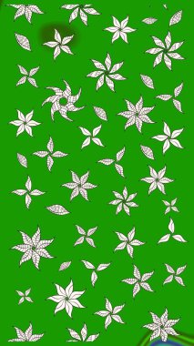 Yeşil renklerde. Raster illüstrasyonu. 3D çiçekler, çizim.