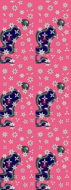 Çiçek desenli eskiz. Pembe renkli çiçekler. Renkli Bahar Teması eskiz kalıbı. Düz Çiçek Elementleri Tasarım Raster illüstrasyonu.