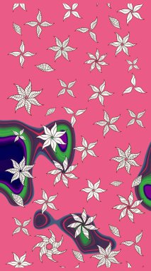 Raster illüstrasyonu. Klasik çiçek tasarımı elementleri. Pembe kıvırcık çiçekler pembe renklerde.