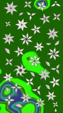 Yeşil renkli çiçekler. Nazik, narin çiçek arkaplanı. Raster çiçek desenli ve çiçekli..