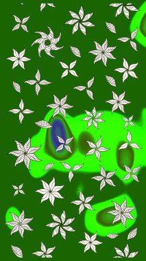 Yumuşak, yeşil renkli yaz çiçekleri. Çiçekli karalama şeklinde Raster çiçek deseni. Raster illüstrasyonu.