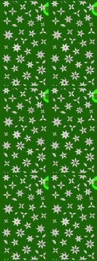 Raster illüstrasyonundaki çiçek desenli çizim. Yeşil renkte çiçekler.