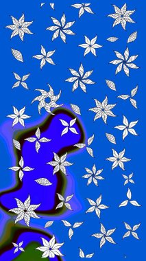 Mavi renkli çiçekler. Çiçekli çizim şekli. Renkli Bahar Teması eskiz kalıbı. Düz Çiçek Elementleri Tasarımı.