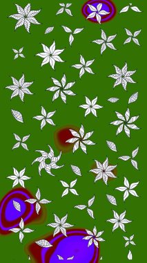 Yumuşak, yeşil renkli bahar çiçekleri. Raster illüstrasyonu. Raster çiçek desenli ve çiçekli..