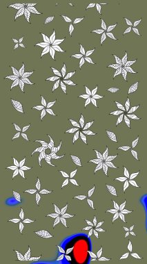 Raster - stok. Yeşil çiçekli eskiz deseni, suluboya çiçek deseni, sevimli çiçek, duvar kağıdı, kart veya kumaş için fayanslı.