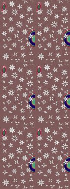 Suluboya çiçekli çiçek deseni. Raster illüstrasyonu. Kahverengi renkli güzel tekstil.