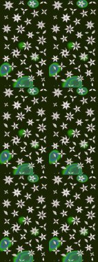 Raster Çiçek İllüstrasyonu 'nun şirin tekstili. Gri renkli etnik çiçeklerle zarif eskiz deseni.