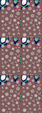 Raster illüstrasyonu. Kahverengi renklere karalamalar çizilmiş çiçek deseni.