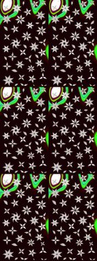 Raster Şirin kumaş deseni. Düz Çiçek Elementleri Tasarımı. Eskiz klasiği. Renkli Bahar Teması çizim şablonu.