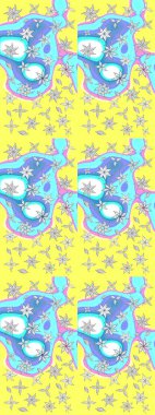 Raster illüstrasyonundaki çiçek desenli çizim. Renkli Yaz Temalı eskiz kalıbı. Düz Çiçek Elementleri Tasarımı. Sarı renkte çiçekler.