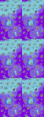 Eskiz arkaplan modeli. Suluboya, elle çizilmiş. Raster - stok. Vadinin çiçekleri menekşe renklerinde.