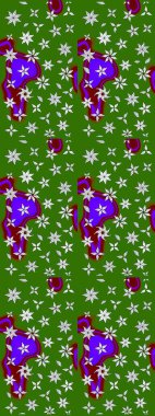 Düz Çiçek Elementleri Tasarımı. Yeşil renkli çiçekler. Sevimli çiçek raster deseni. Renk Bahar Teması eskiz şablonu.