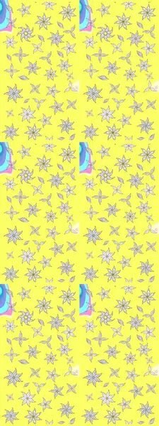 Sarı renkli çiçekler. Raster illüstrasyonu. Tropikal çizim çiçek deseni.