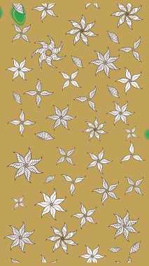 Sarı renkli çiçekler. Hediye ambalaj kağıdı, tebrik kartları, posterler ve pankart tasarımı. Raster düz çiçek çizim deseni.