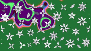 Çiçek yeşili eskiz deseni. Raster Yumuşak kumaş deseni. Raster çiçek izi. Klasik taslak çizimi.