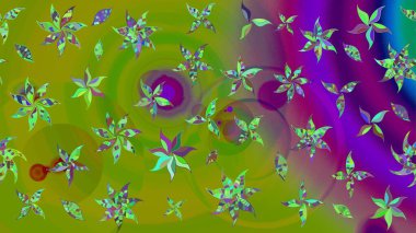 Suluboya, elle çizilmiş. Yeşil yapraklı yabani çiçekler. Eskiz arkaplan modeli. Raster illüstrasyonu.