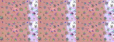 Çiçekli karalama şeklinde Raster çiçek deseni. Yumuşak, bahar çiçekli arka plan. Tarafsız renklerde çiçekler.