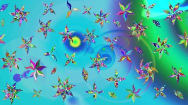 Renkli Bahar Teması eskiz kalıbı. Düz Çiçek Elementleri Tasarımı. Güzel çiçek deseni. Mavi renkte çiçekler.