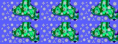 Suluboya elle çizilmiş çiçek desenli eskiz deseni. Parlak renkli fantezi çiçekleri, yapraklar, mavi renkli tomurcuklar.