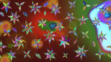 Soyut etnik raster çizim kalıbı. Çiçekler. Vadinin çiçekleri kahverengi renklerde.