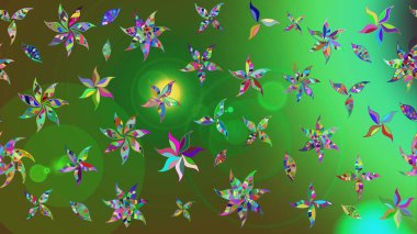 Raster deseni. Sanat, çiçeklere ilham verir ve arka plan bırakır. Karalama çiçekleri çizim kalıbı. Yeşil el çizimi desen.