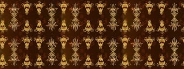 Kahverengi, nötr ve sarı renklerde bahar çiçekleri. Raster illüstrasyonu. Çiçek ve yapraklı karalama şeklinde Raster çiçek deseni.