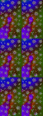 Küçük çiçekli yay deseni çiz. Raster illüstrasyonu. Suluboya tarzında yeşil renkler üzerine.