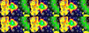 Yeşil renkli çiçekler. El çizimi çiçekli soyut çizim kalıbı. Raster illüstrasyonu.