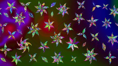 Parlak renkli çiçekleri ve kahverengi renkli yaprakları olan harika bir çiçek deseni. Modern çiçek arkaplanı. Moda baskıları için zarif bir şablon. Halk stili.