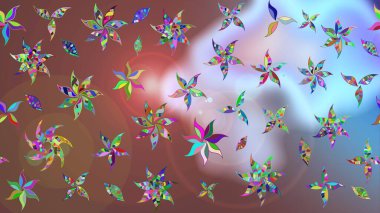 Raster illüstrasyonundaki çiçek desenli çizim. Suluboya tarzında kahverengi renkte çiçekler.