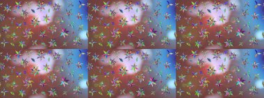 Düz Çiçek Elementleri Tasarımı. Kahverengi renkli çiçekler. Çiçekli çiçek deseni, suluboya. Renkli Bahar Teması eskiz kalıbı. Raster illüstrasyonu.