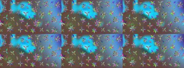 Çiçekli çiçek deseni, suluboya. Düz Çiçek Elementleri Tasarımı. Raster illüstrasyonu. Renkli Bahar Teması eskiz kalıbı. Mavi renkte çiçekler.