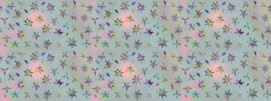 Düz Çiçek Elementleri Tasarımı. Sevimli çiçek raster deseni. Sketch Colour Spring Theme eskiz kalıbı. Gri renkli çiçekler.