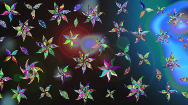 Çiçekler. Vadinin gri renkli çiçekleri. Soyut etnik raster çizim kalıbı.