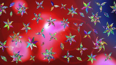 Küçük çiçekli yay deseni çiz. Suluboya stilinde kırmızı renkte. Raster illüstrasyonu.