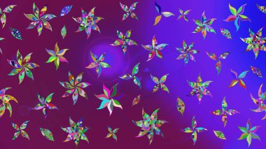 Mor renkli çiçekler. Raster illüstrasyonunda çiçek deseni çizimi.