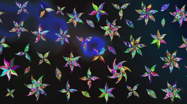 Raster Çiçek İllüstrasyonu güzel tekstil. Gri renkli etnik çiçeklerle zarif eskiz deseni.