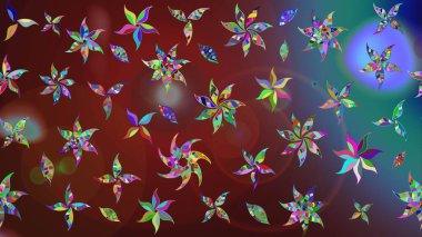 Çiçekli çizim şekli. Düz Çiçek Elementleri Tasarımı. Renkli Bahar Teması eskiz kalıbı. Kahverengi renkte çiçekler.