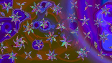 Raster illüstrasyonu. Kumaş, duvar kağıdı ve kağıt üzerine baskı yapmak için gelişen arka plan. Eski usul küçük çiçekli şirin bir eskiz deseni. Moda arka planında parlak buketler.