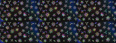 Modern çiçek arkaplanı. Halk tarzı. Parlak renkli çiçekleri ve gri renkli yaprakları olan harika bir çiçek deseni. Moda baskıları için zarif bir şablon.