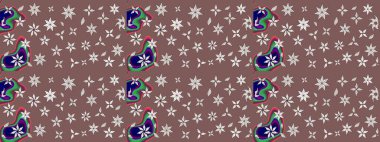 Çizim çiçek deseni duvar kâğıdı olarak kullanılabilir. Kahverengi renkli çiçekler. Raster illüstrasyonu.