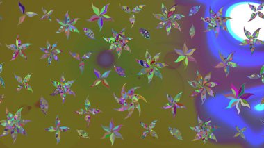 Renkli Bahar Teması eskiz kalıbı. Kahverengi renkli çiçekler. Düz Çiçek Elementleri Tasarımı. Çiçek desenli eskiz, yaz çiçekleri..