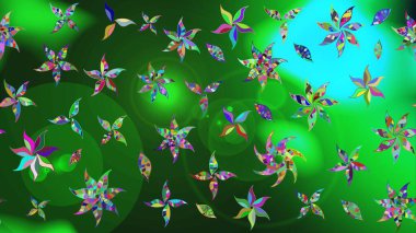 Raster illüstrasyonu. Yeşil renkli çiçekler. Çizim çiçek deseni duvar kağıdı için kullanılabilir.