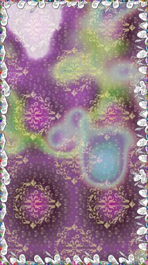 Küçük çiçekteki sevimli çiçek deseni. Raster illüstrasyonu. Soyut çiçek desensiz arkaplan. Mor ve nötr renklerde. Raster deseni.