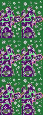 Çiçekli eskiz çizimi. Yeşil renkli çiçekler. Renkli Yaz Temalı eskiz kalıbı. Düz Çiçek Elementleri Tasarımı.