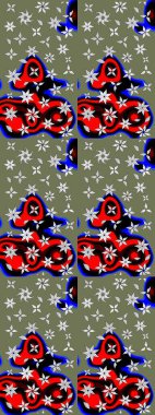 Çiçek desenli eskiz, yaz çiçekleri. Yeşil renkli çiçekler. Renkli Bahar Teması eskiz kalıbı. Düz Çiçek Elementleri Tasarımı.