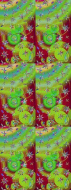 Çiçek yeşili eskiz deseni. Raster çiçek izi. Klasik taslak çizimi.