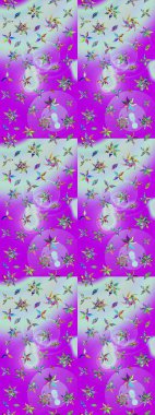 Mor renkli güzel çiçekli eskiz deseni, suluboya çiçek deseni, duvar kağıdı, kart ya da kumaş için fayanslı. Raster..