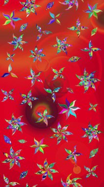 Küçük çiçekteki sevimli çiçek deseni. Kibarca, kırmızı renkte yaz çiçekleri. Raster deseni. Raster illüstrasyonu.